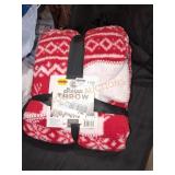 Sherpa Red and White Plush Throw Blanket