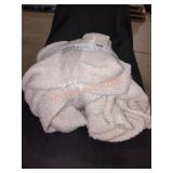 Cream Plush Knit Throw Blanket