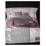 VCNY Home King Gray 3pc Quilt Bed Set