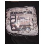 White Floral 8pc Queen Comforter Set