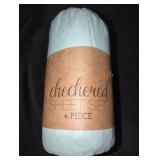 Full-size Checkered Aqua 4pc Sheet Set