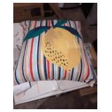 3Hampton Bay Lemon Stripe Square Throw Pillow