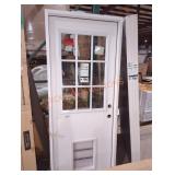 Steves & Sons 80" Wood Edge Patio Door w Pet Door