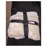 Tan and White Plush Snowflake Throw Blanket