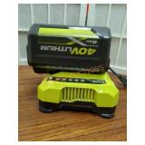 RYOBI 40V 6Ah Battery and 40V Charger