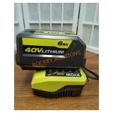 RYOBI 40V 6Ah Battery and 40V Charger
