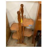 Vintage walnut folding cake display stand