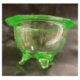 Vintage uranium glass, 3 foot a dish