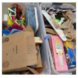 Large tote of misc household decor and essentials