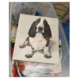 Large tote of misc household decor and essentials