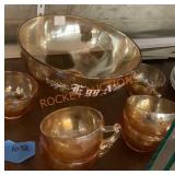 Vintage Jeanette glass, Merigold eggnog bowl set