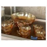 Vintage Jeanette glass, Merigold eggnog bowl set