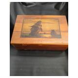 11in x 7in x 4in cedar box with ship design