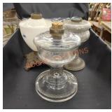 Vintage pedestal oil lamps
