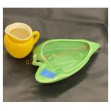 Vintage small pitcher and leaf dish