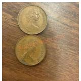 New British Queen Elizabeth 2p coin 1971 and 1978