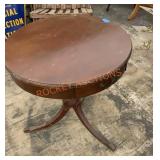 Antique round pedestal side table with dry and