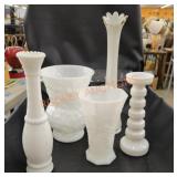 Milk glass vase lot