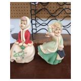 Vintage Hollyware hand painted figurines two total
