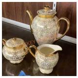 Vintage Geo H. Bowman gold decorated cut glass