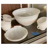 Vintage anchor hocking, milk glass punch, bowl set