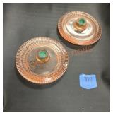 Vintage depression glass candlestick holders