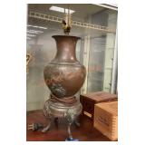 Vintage bronze table lamp with hooved feet