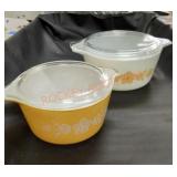 Vintage Pyrex butterfly gold casserole dishes