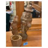 Vintage hand carved wooden statue lot