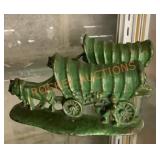 Vintage cast-iron, covered wagon bookends