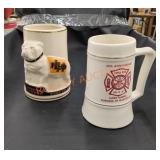 Vintage fire company collectors beer Steins