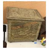 19th Century French Repousse Brass and Wood Box
