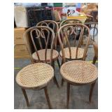Vintage bentwood cane style dining chair set