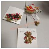 Vintage Christmas brooches and clip-on earrings