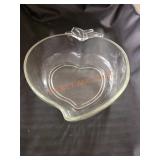 Thick cut glass apple heart bowl