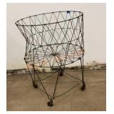 Antique collapsible laundry hamper