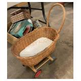 Vintage, wicker, doll carriage