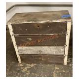 Antique wooden four drawer box