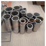 Large sockets with various brands and styles
