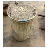 Antique wicker basket with lid 27 inches high