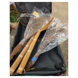 Primitive scented broom and apple picker decor