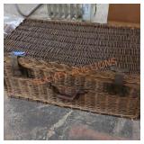 Vintage Whicker basket and wooden briefcase