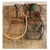 Vintage kids rattan, and Wood chairs