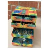 Costume jewelry lot with box