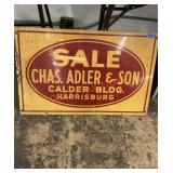 Vintage metal double sided sign(sale Chas.Adler