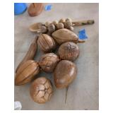 Carved wooden faux fruit