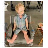 Vintage toddler doll with childï¿½s rocker