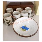 Wooden recipe box and pepper dish set