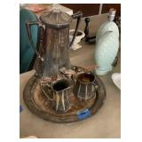 Silverplate, antique coffee, pot, and cream and