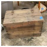Antique wooden box with hinged top
